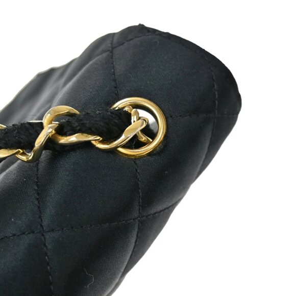 CHANEL CC Mini Matelasse Chain Shoulder Bag Satin Black GHW Vintage 648RL403 - Picture 6 of 16